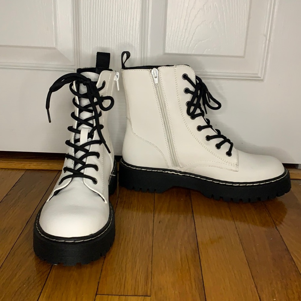 White Combat Boots